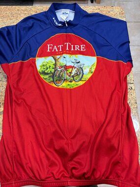 Voler New Belgium Fat Tire Beer Cycling Biking Hiking Jersey XL Zip Back Pockets
